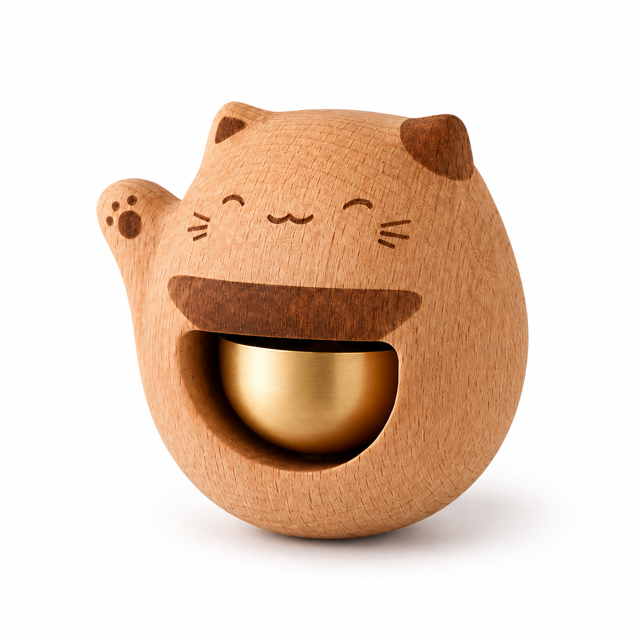 Wooden Lucky Cat Doorbell