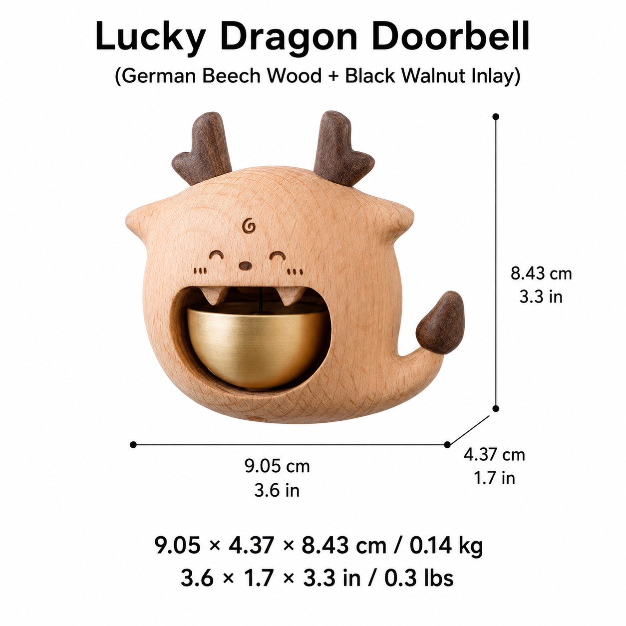 Wooden Lucky Dragon Doorbell