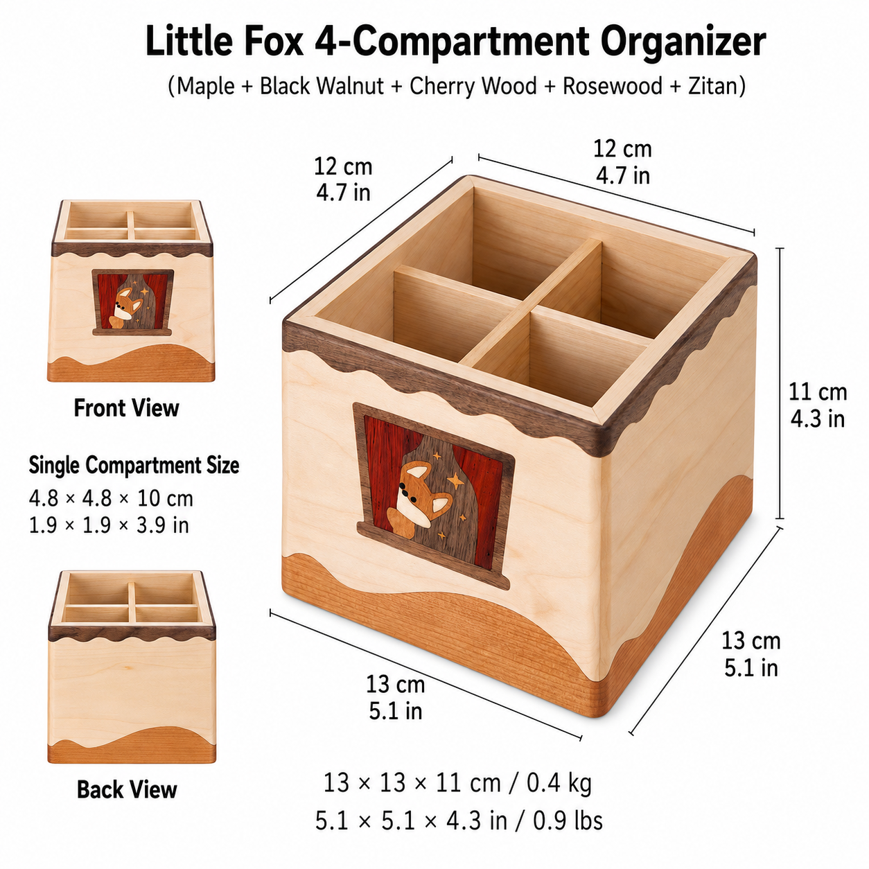 CRAFTSMM | Little Fox 4-Compartment Organizer