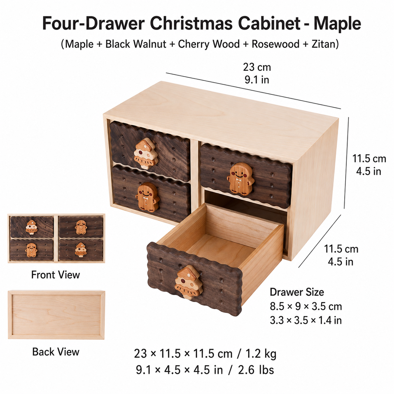 CRAFTSMM | Four-Drawer Christmas Cabinet - Maple Wood