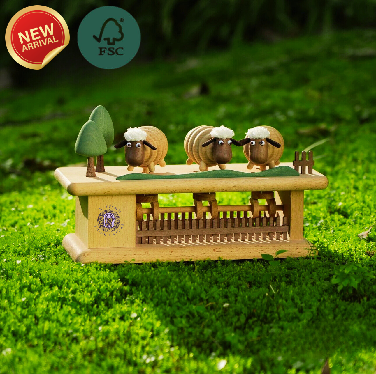 Wooden Automata Sheep Meadow