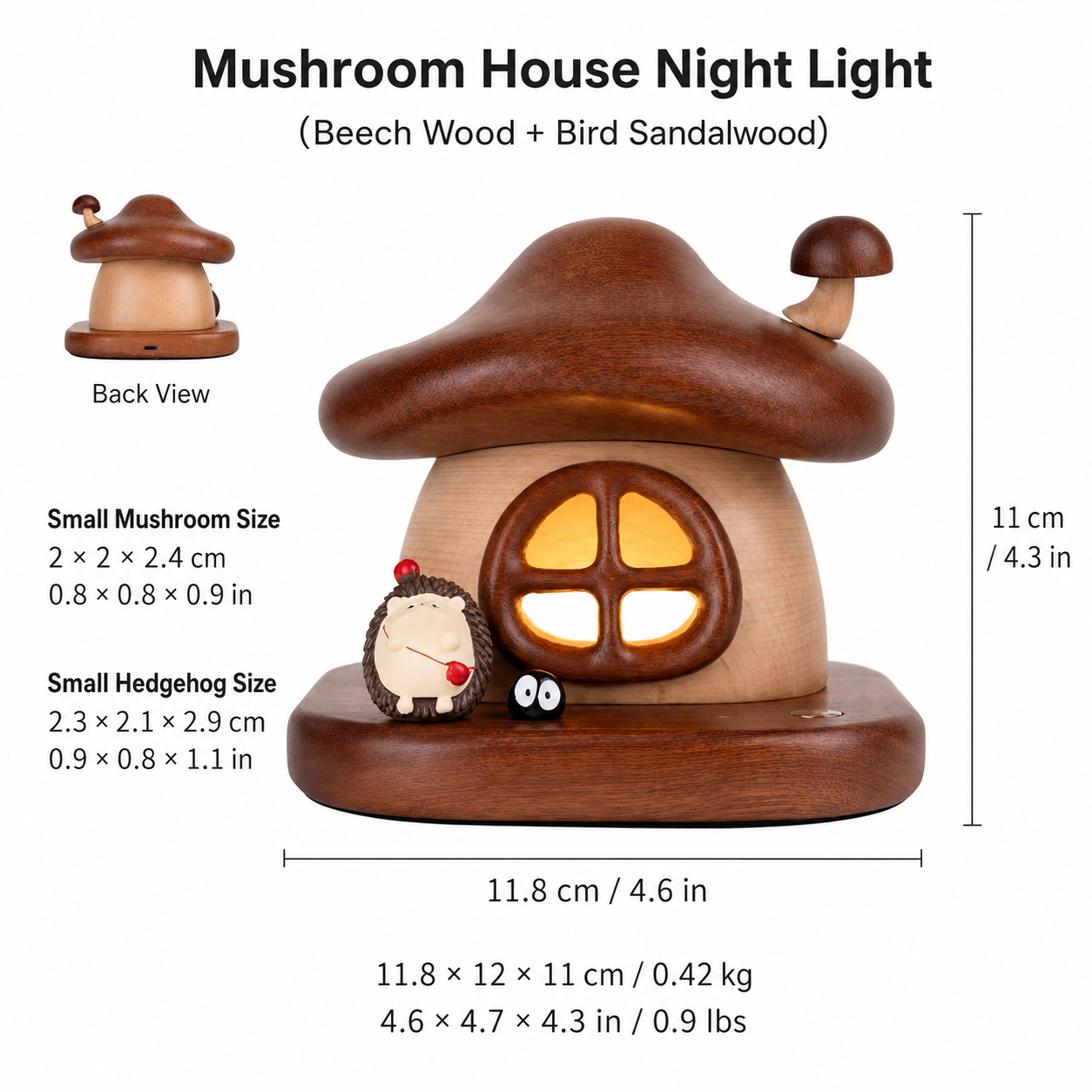 Wooden Mushroom House Night Light