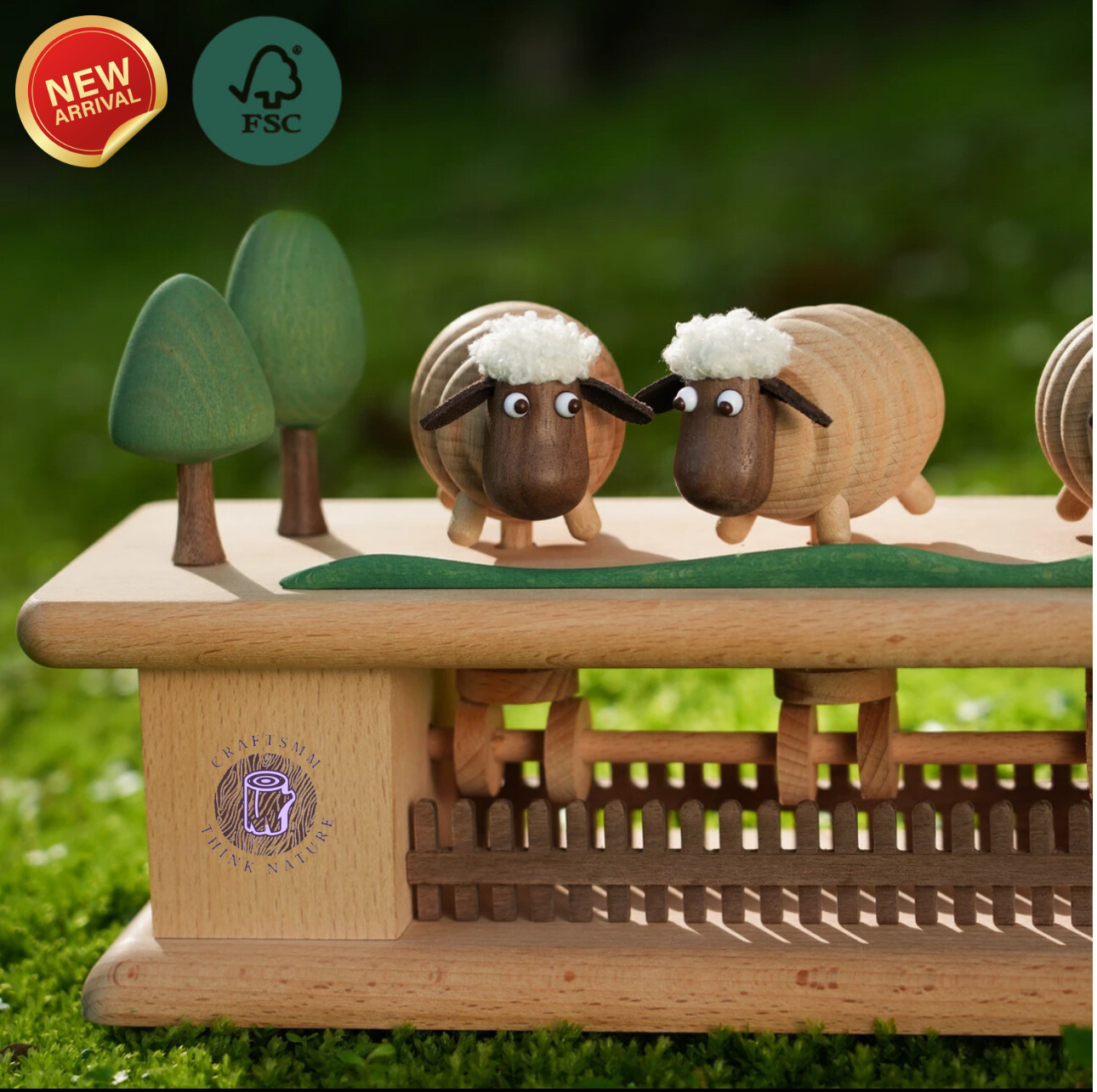 Wooden Automata Sheep Meadow