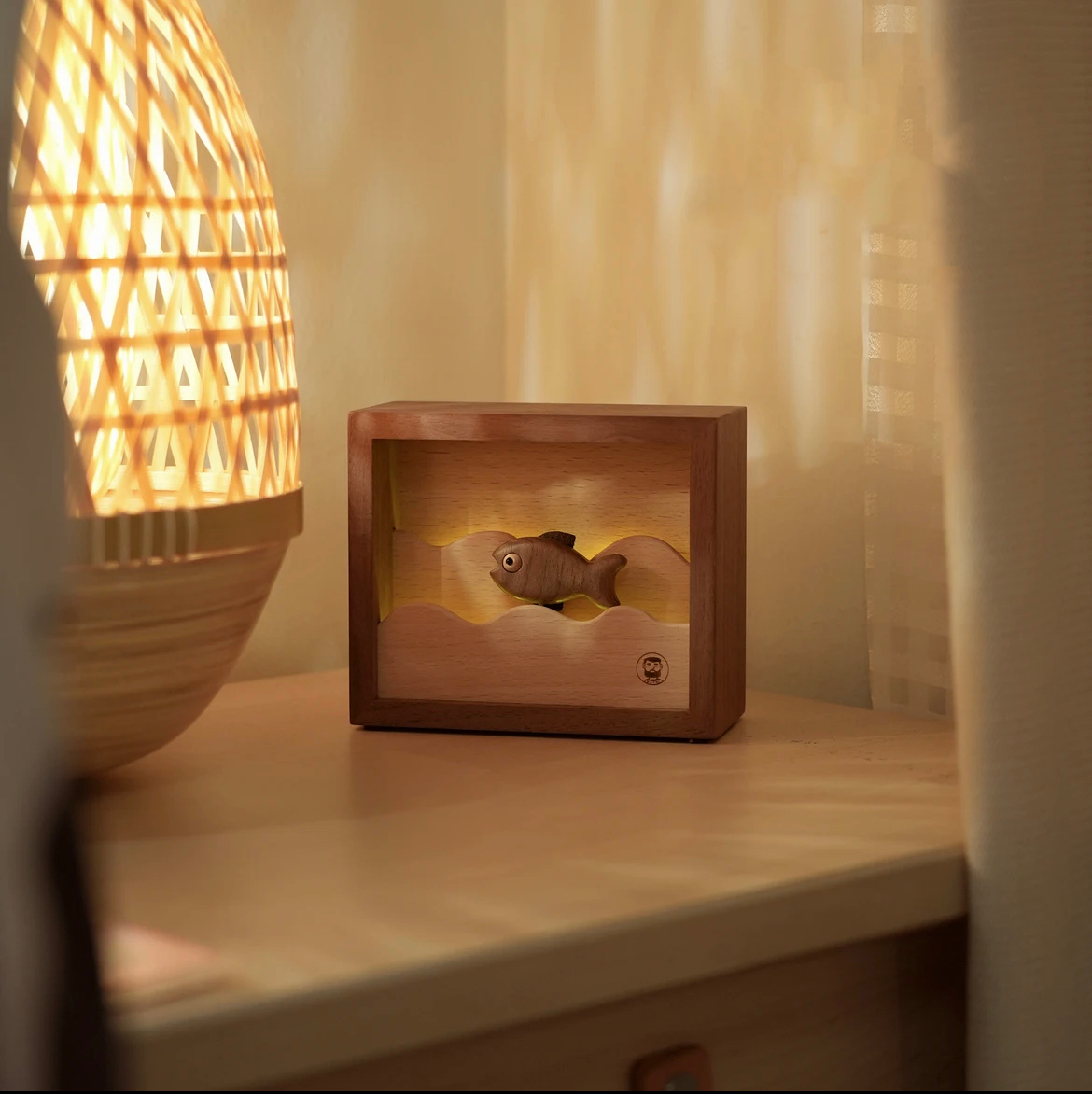 Wooden Automata Fish Nightlight