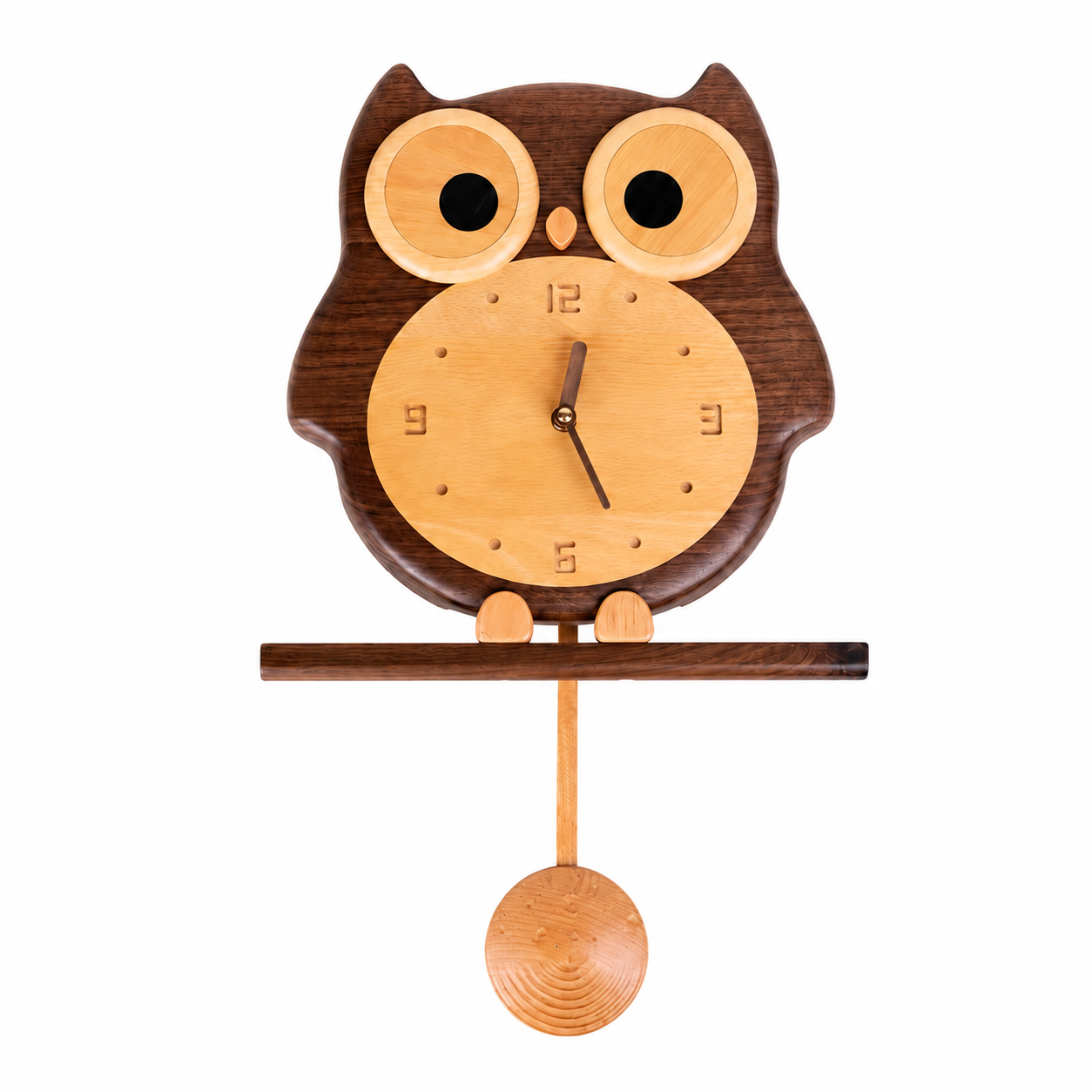 Wooden Owl Wall Clock