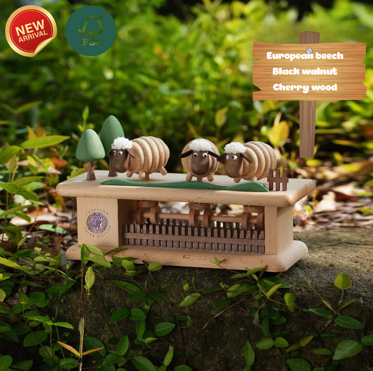 Wooden Automata Sheep Meadow