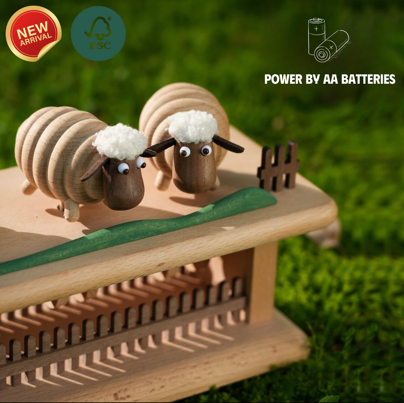 Wooden Automata Sheep Meadow