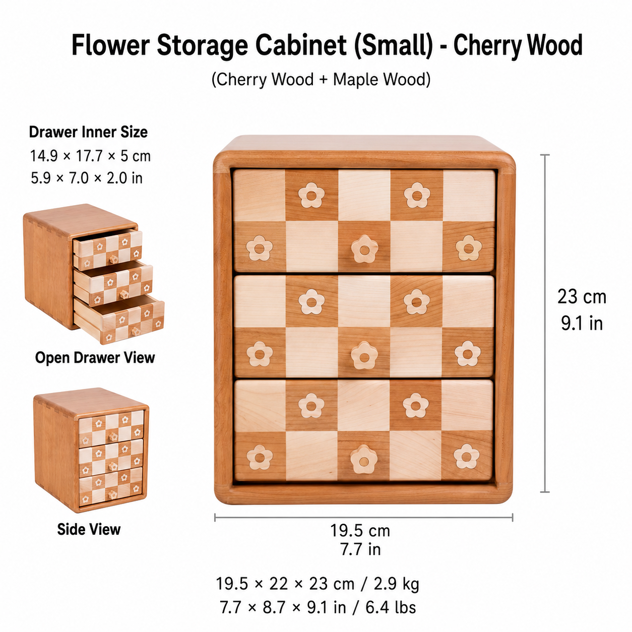 CRAFTSMM | Flower Storage Cabinet (Small) - Cherry Wood