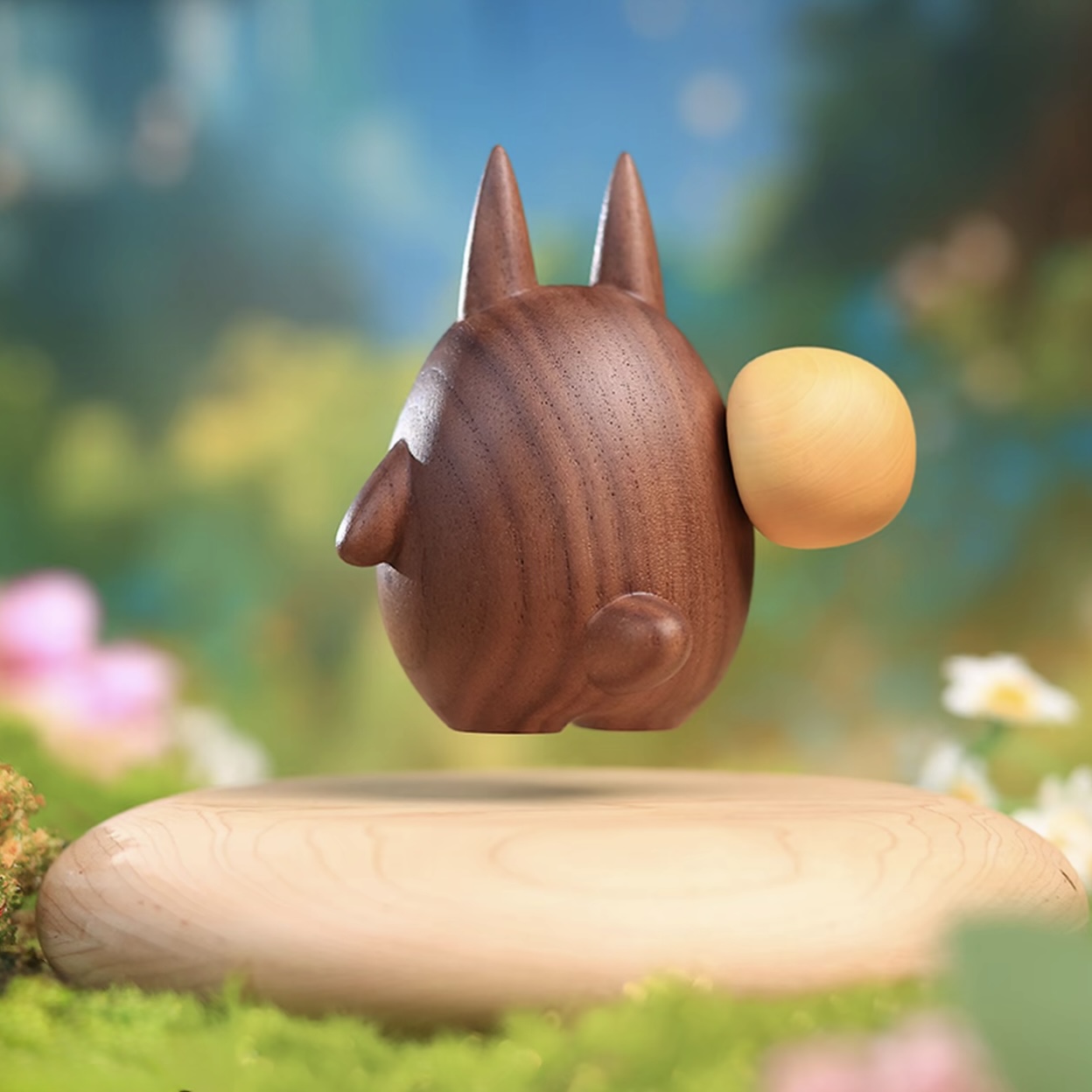 Magnetic levitation wooden Totoro