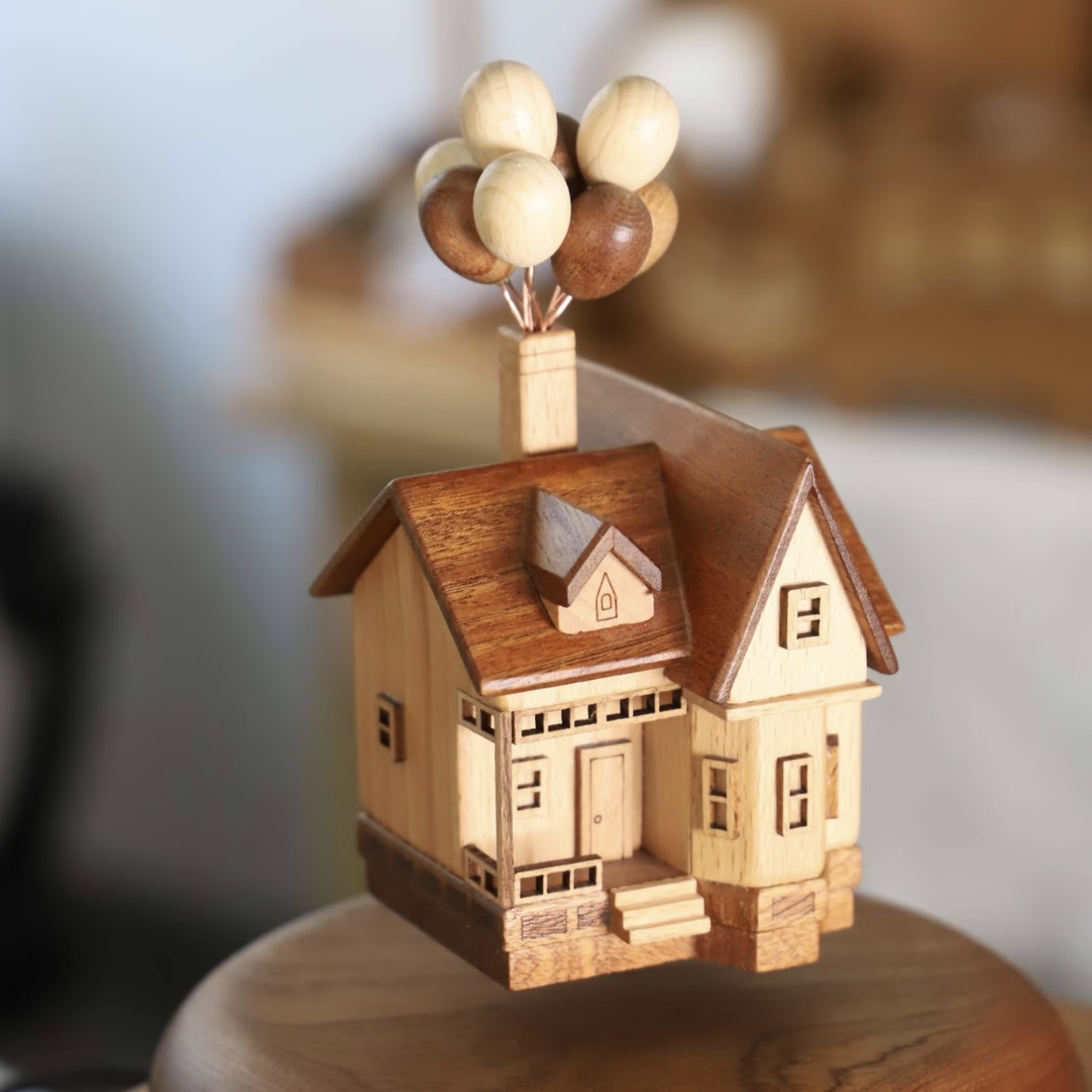 Magnetic levitation wooden ‘UP’ house