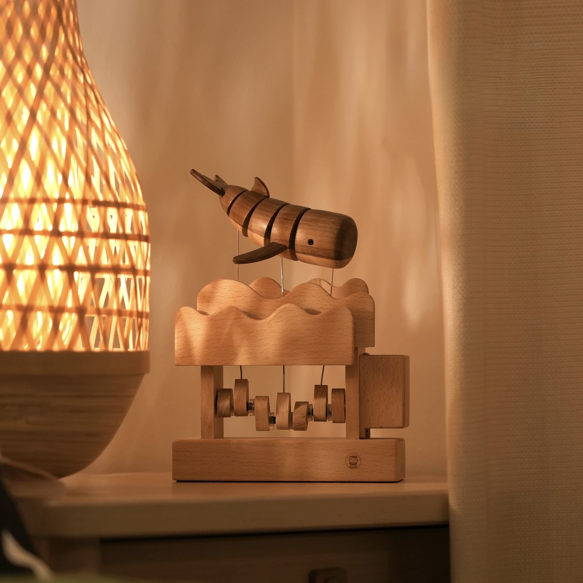 Floating Whale Wooden Automata