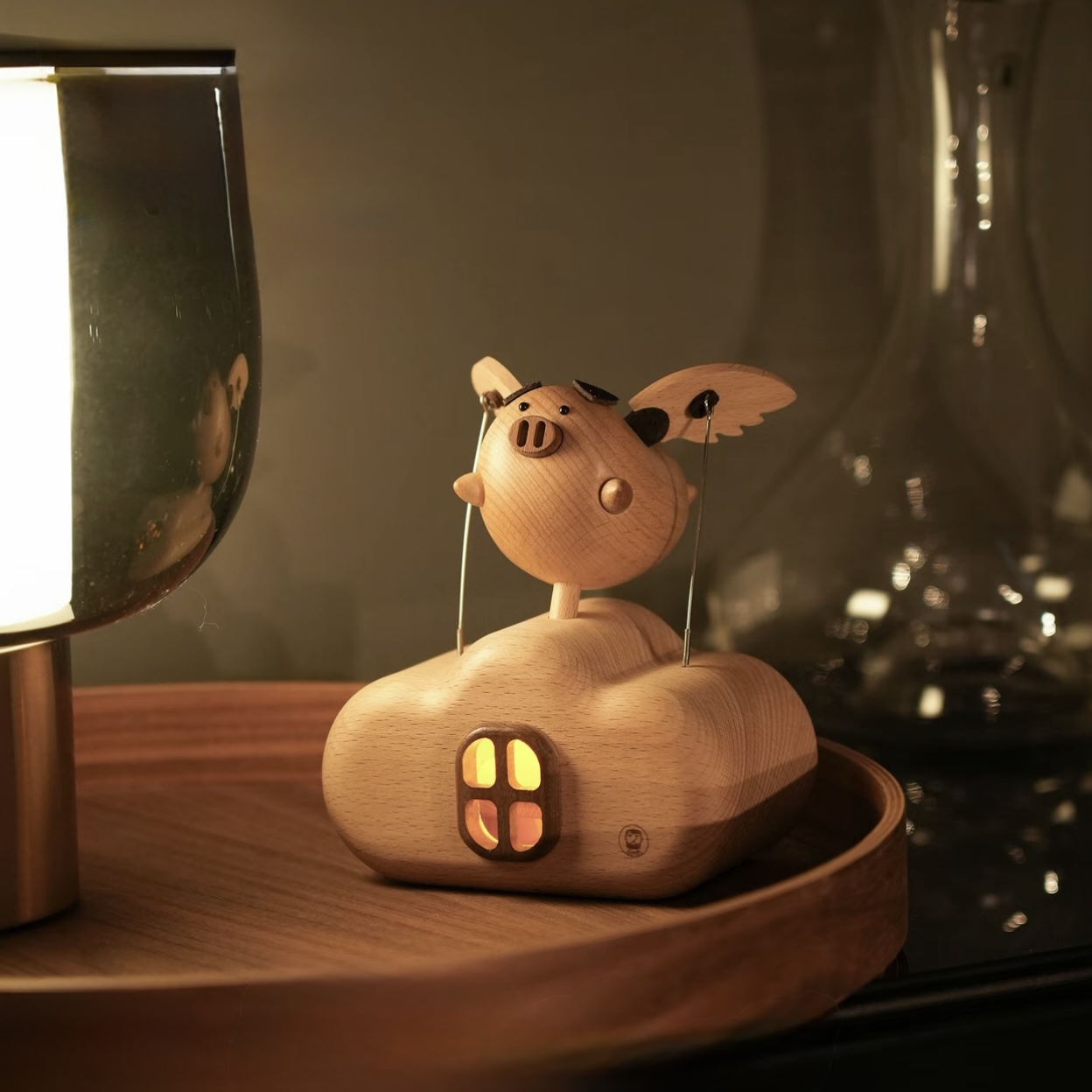 Wooden Automata Flying Pig