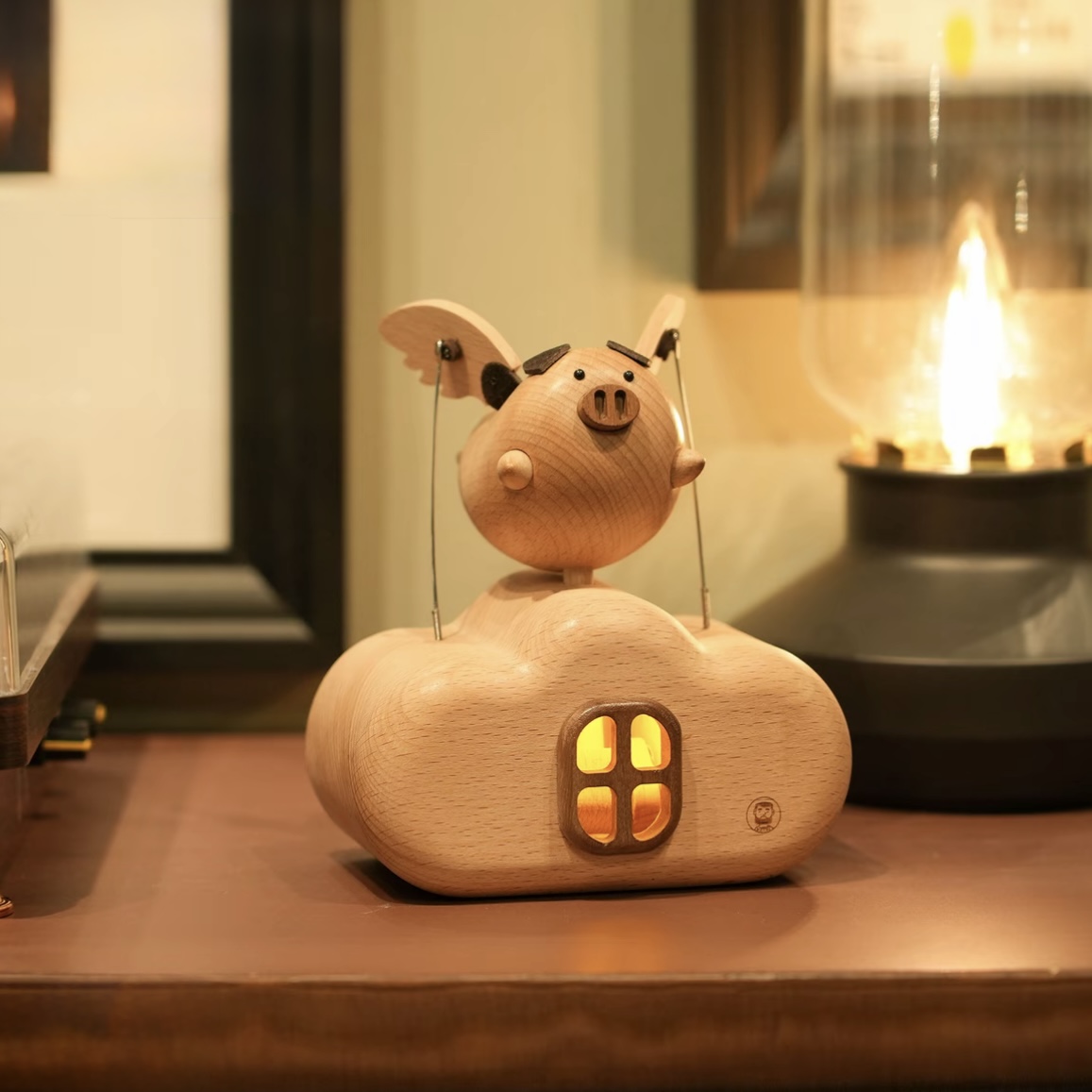 Wooden Automata Flying Pig