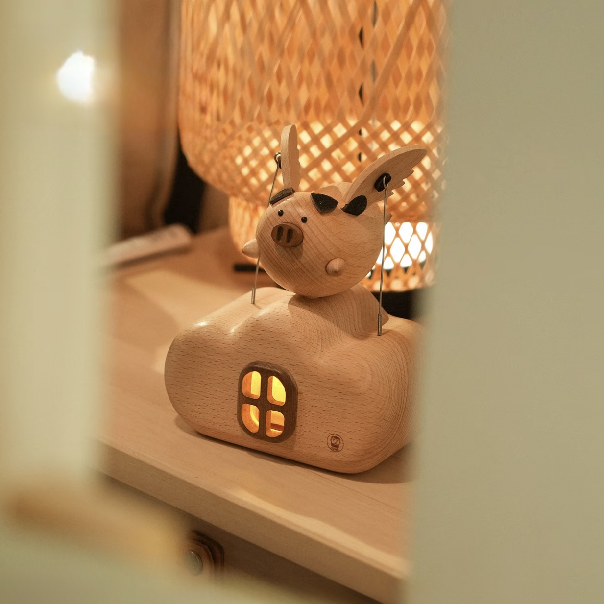 Wooden Automata Flying Pig