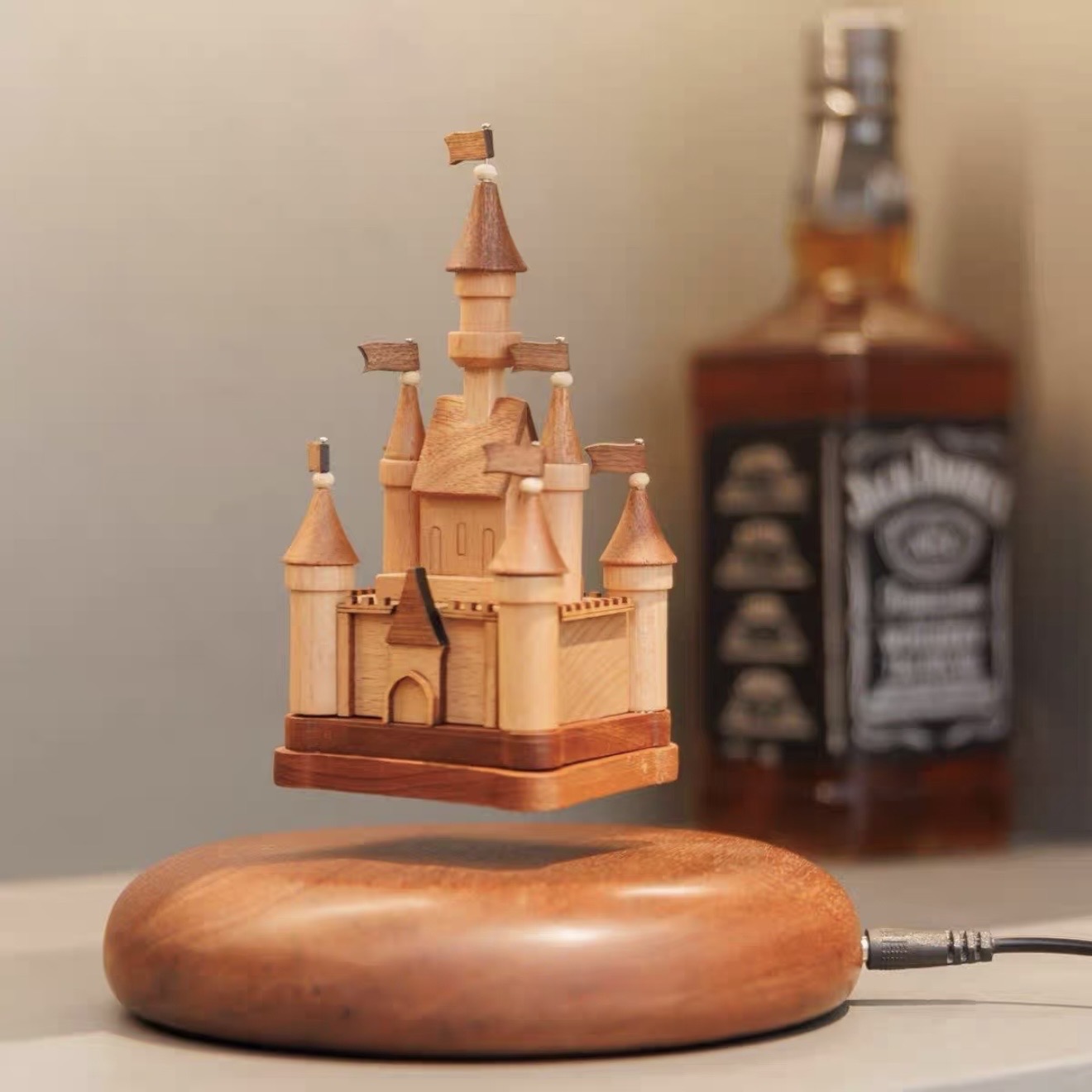 Magnetic levitation wooden castle