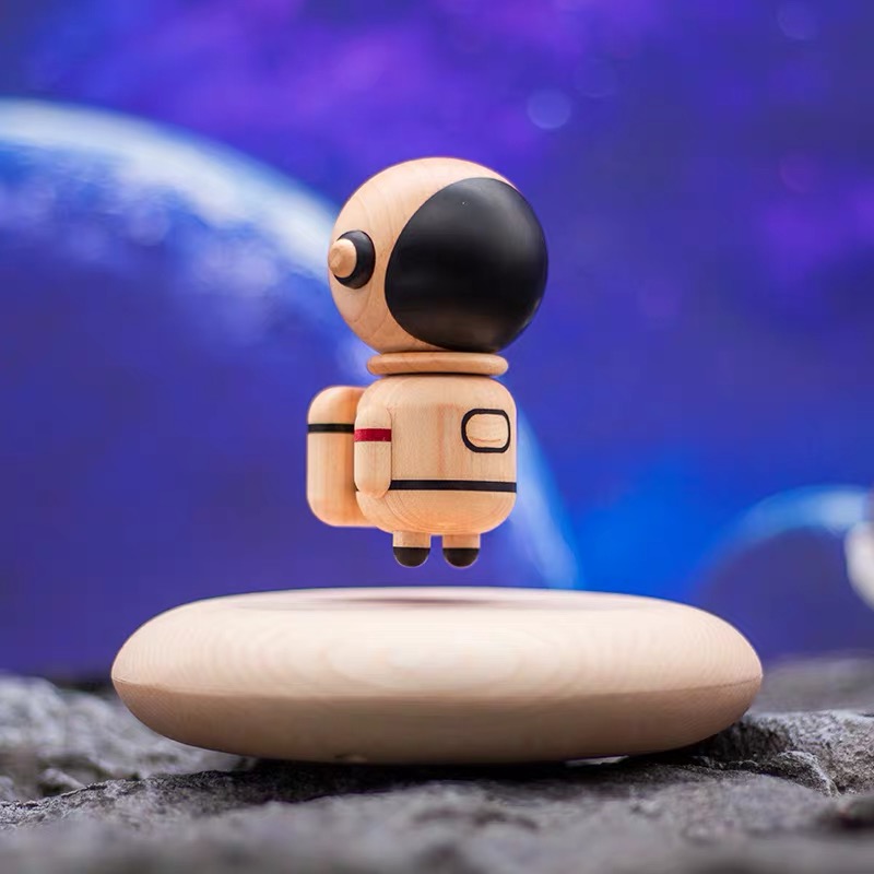 Magnetic levitation wooden astronaut