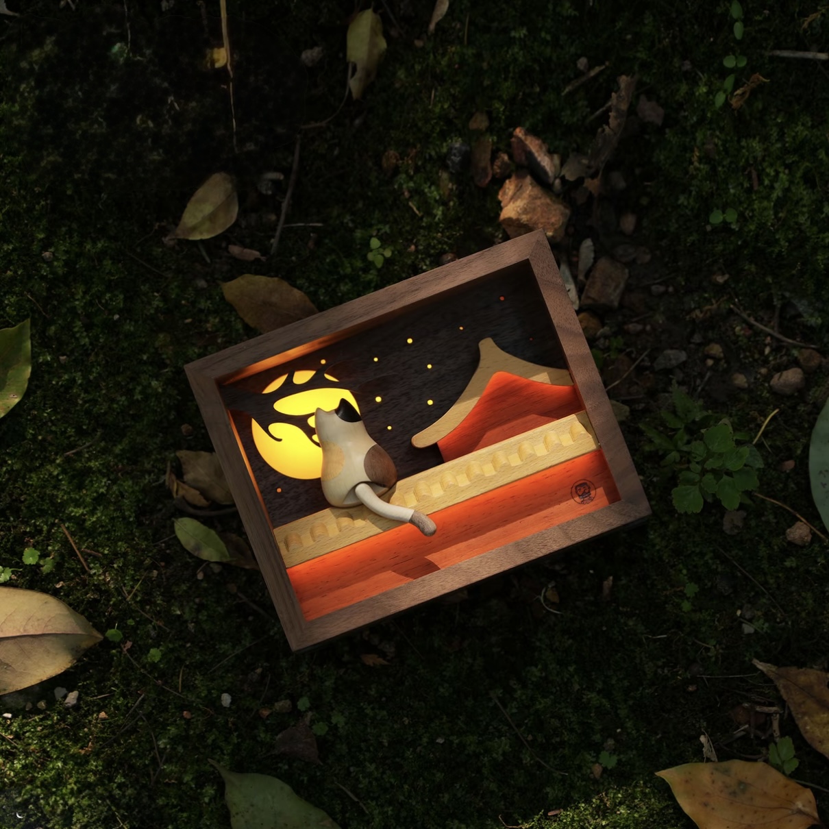 Wooden Automata Moonlit Cat Nightlight
