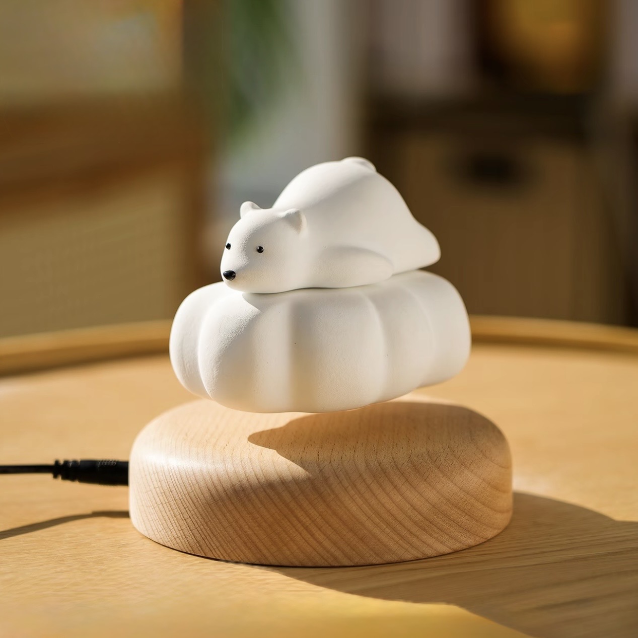 Magnetic levitation wooden polar bear