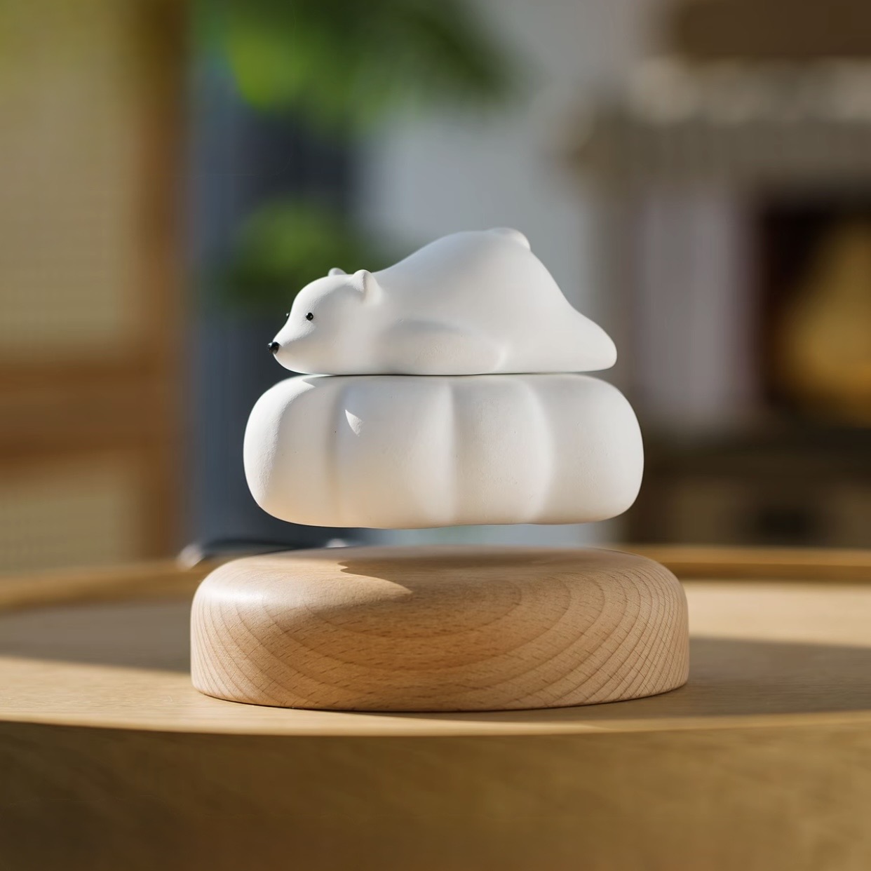 Magnetic levitation wooden polar bear