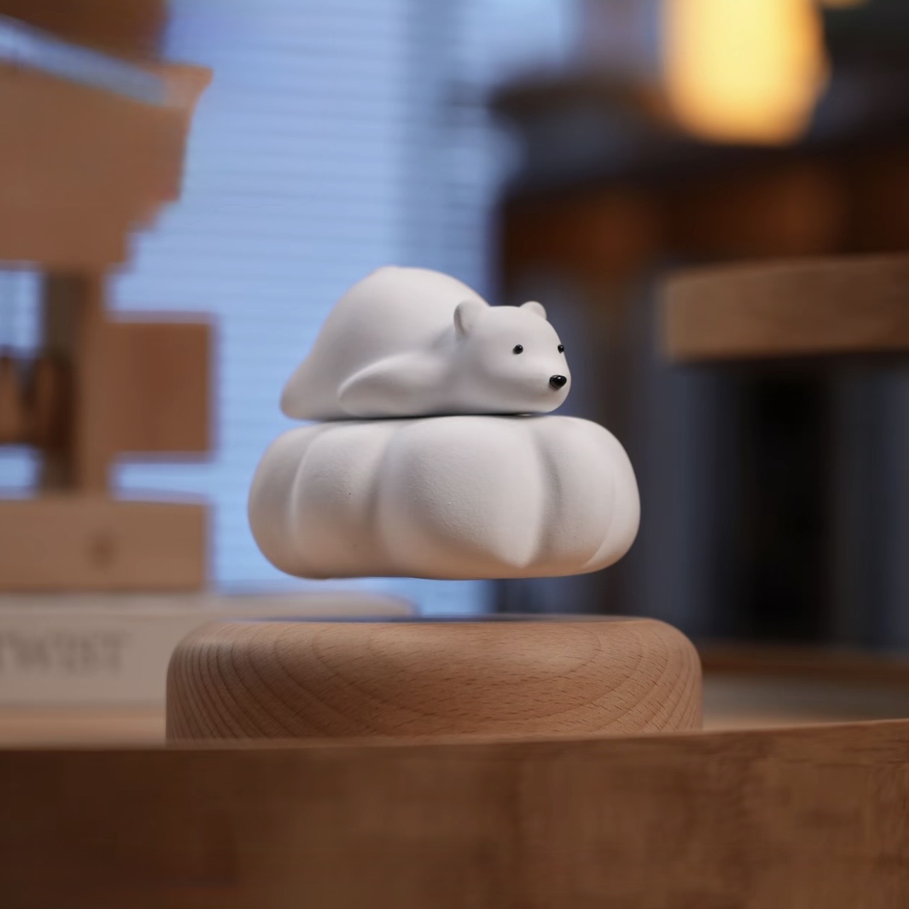 Magnetic levitation wooden polar bear