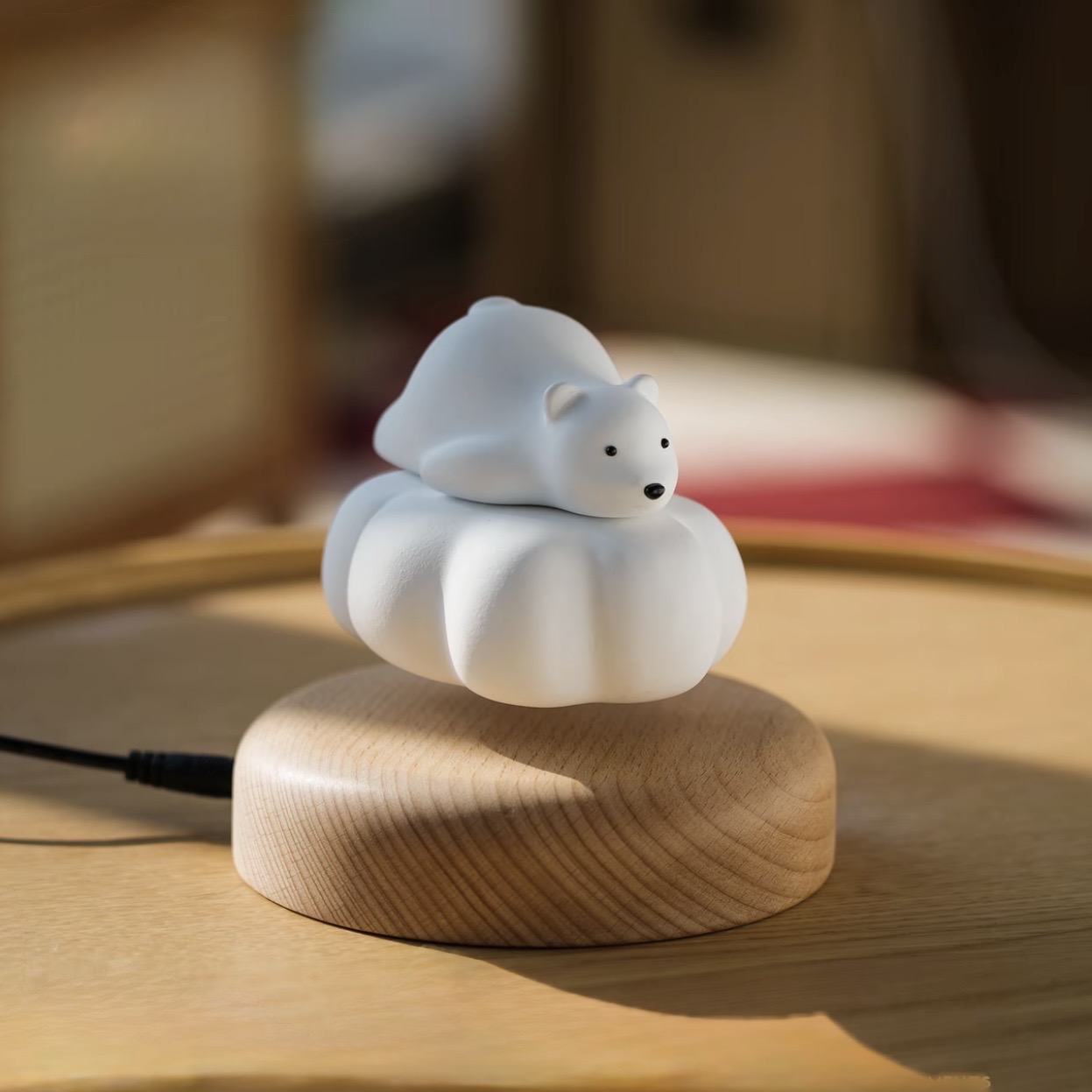 Magnetic levitation wooden polar bear