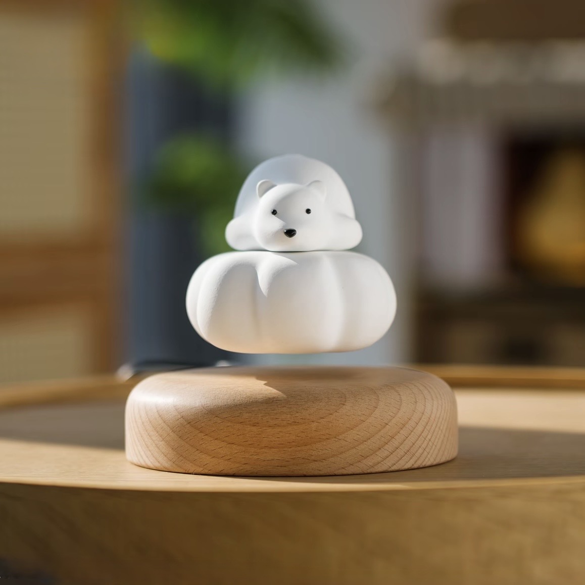 Magnetic levitation wooden polar bear