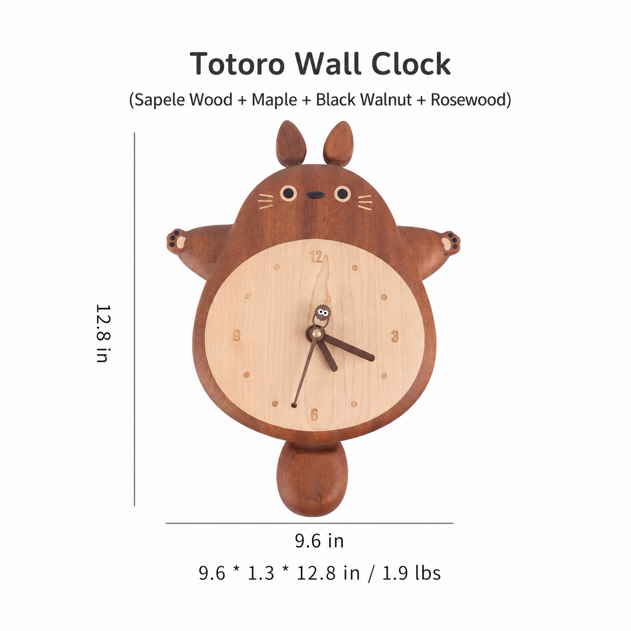Wooden Totoro Wall Clock