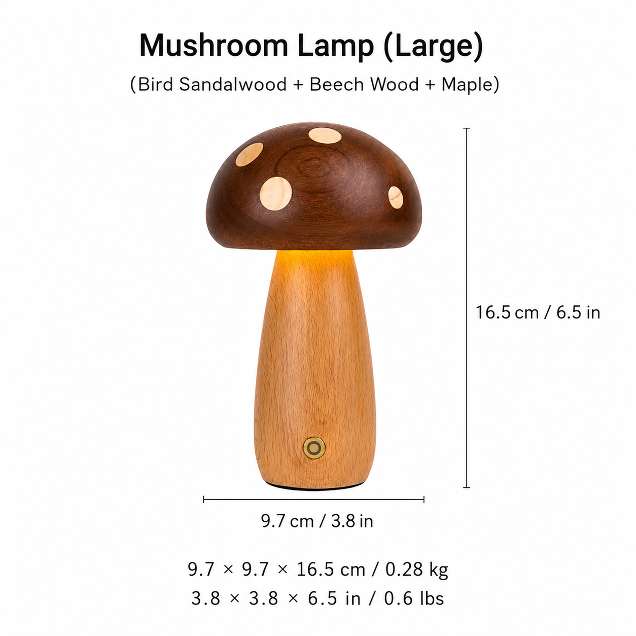 Wooden Mushroom Lamp--Large Size
