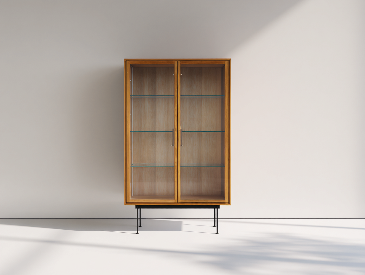 Vitrinen Holzwerkstoff Glas 90x38x180 cm Natur-Schwarz - Modernes Design mit 2 Türen-Dovexgahaus