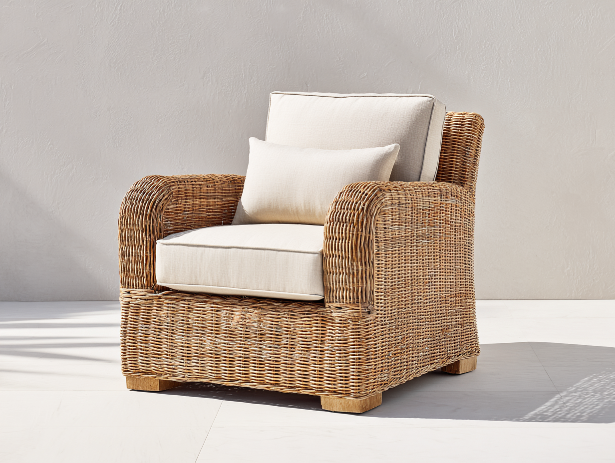 Gartensessel Polyrattan 94x90x80 cm - Naturbraun-Cremeweiß - Modernes Lounge Design-Dovexgahaus