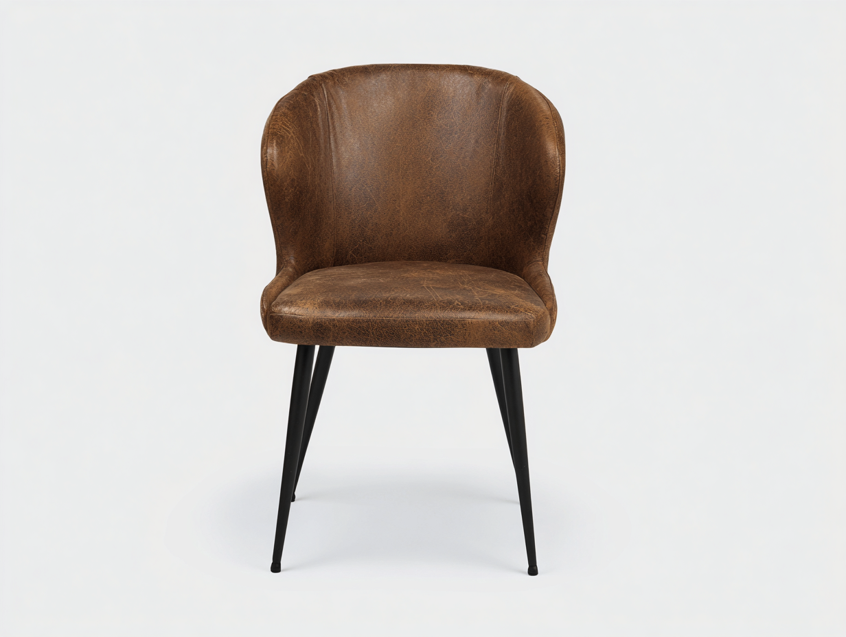 Esszimmerstühle Kunstleder Metall 56x58x80 cm Braun-Schwarz für Esszimmer - Vintage Design mit gepolsterter Sitzschale-Dovexgahaus