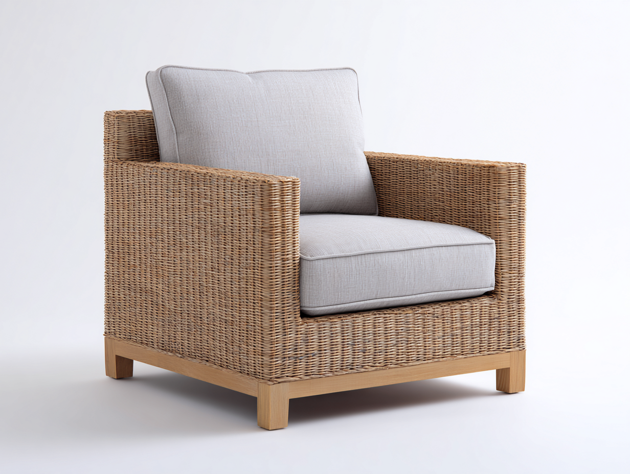 Gartensessel Rattan 88x84x77 cm - naturfarben-hellgrau - modernes Gartendesign-Dovexgahaus