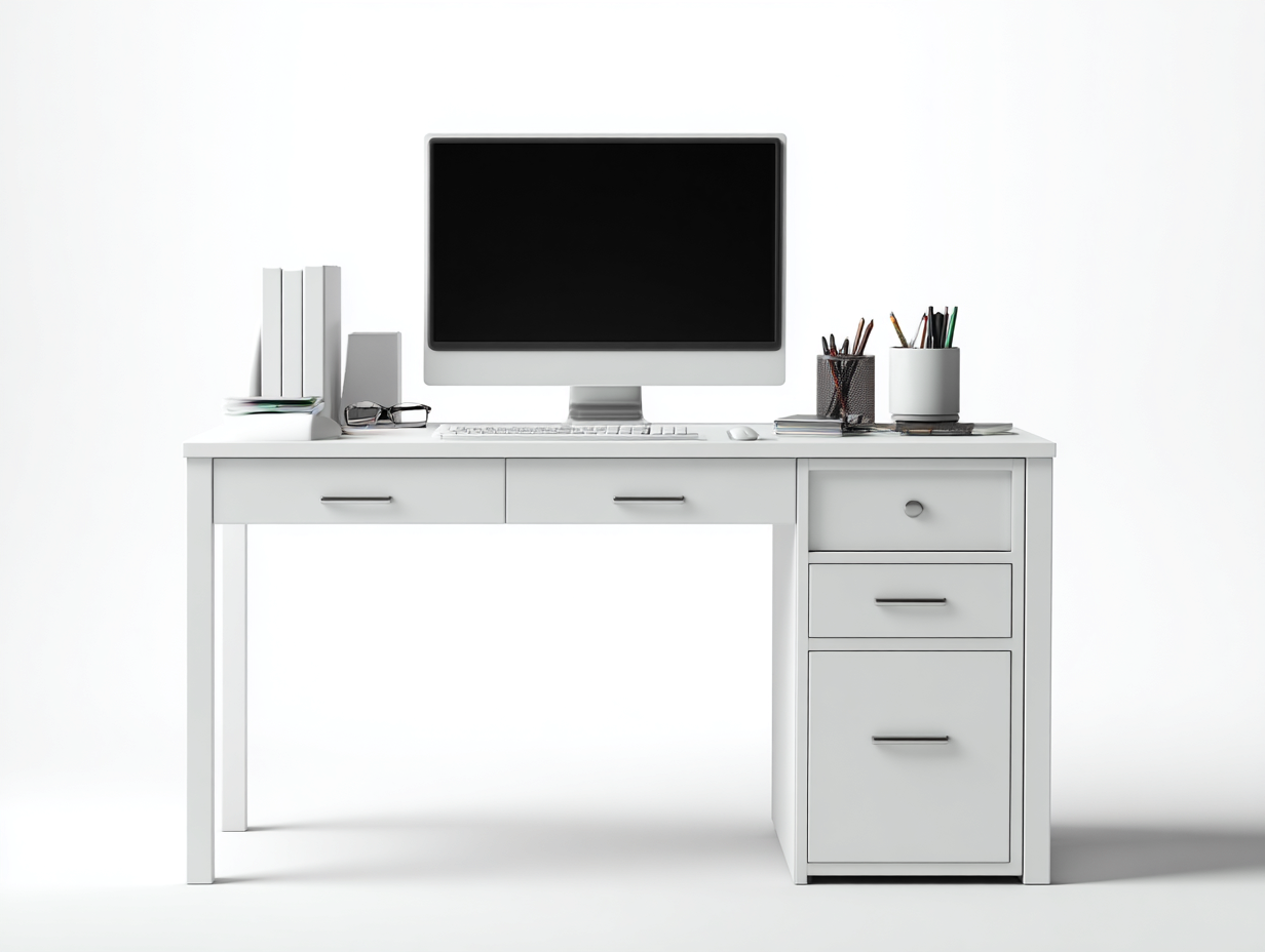 Schreibtisch Holz 160x58x76 cm - weiß - moderner Bürodesign-Dovexgahaus