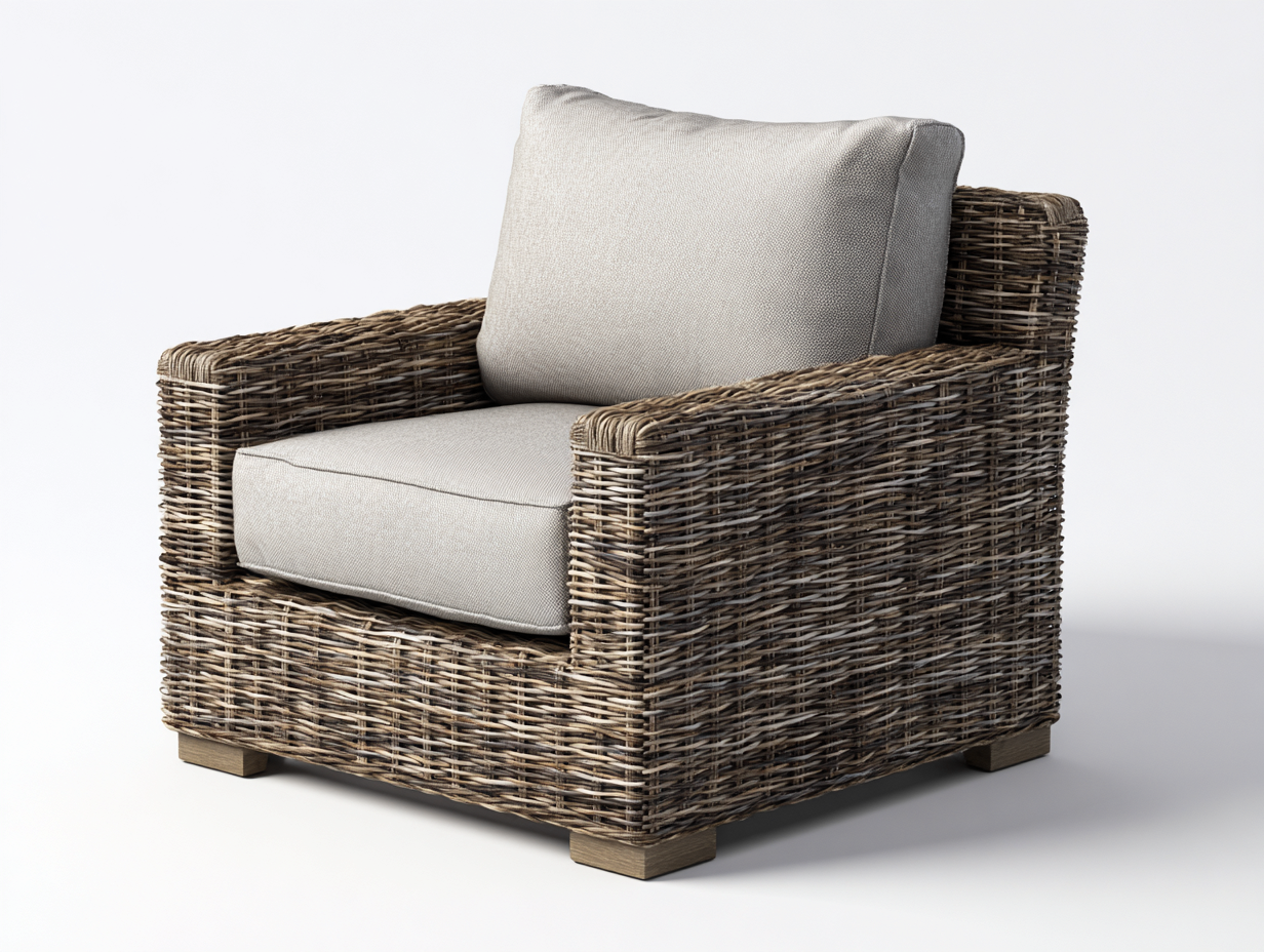 Gartensessel Rattanoptik 88x82x84 cm Natur-Beige - Modernes Design mit Polsterung-Dovexgahaus