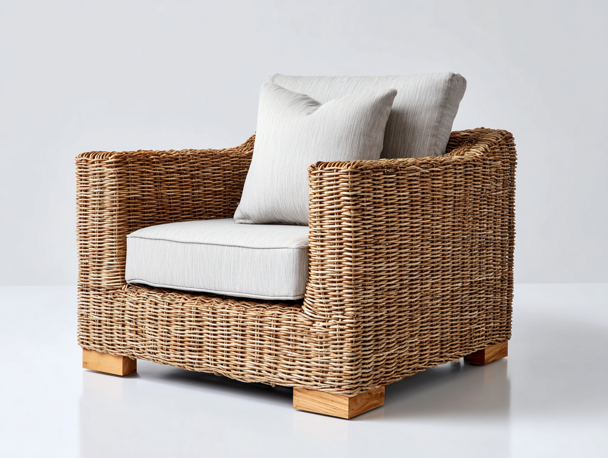 Gartensessel Rattanoptik 92x85x80 cm Natur-Beige - Modernes Design mit Polsterung-Dovexgahaus
