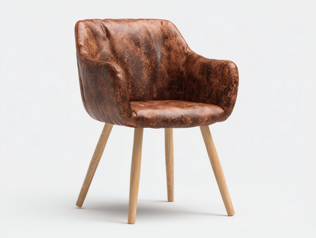 Esszimmerstühle Kunstleder und Holz 58x57x83 cm - braun-naturfarben - modernes Esszimmerdesign-Dovexgahaus