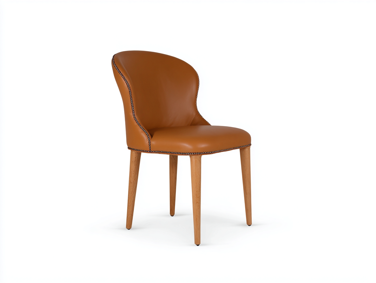 Esszimmerstühle Kunstleder 53x58x86 cm - Cognacbraun-Naturbraun - Elegantes Retro Design-Dovexgahaus