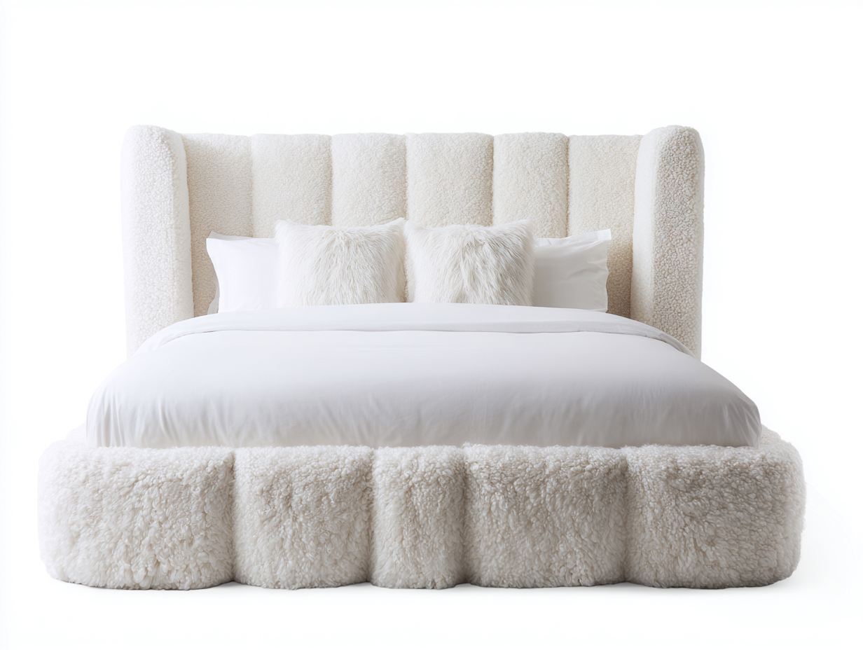 Doppelbett Teddy Stoff 210x180x122 cm - cremeweiß - modernes Schlafzimmerdesign-Dalaadwell