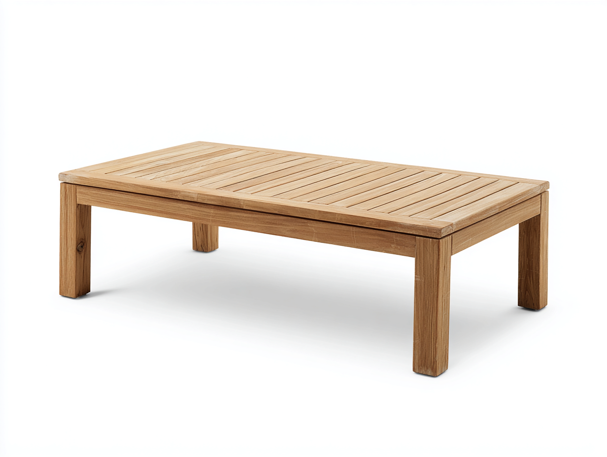 Gartentisch Massivholz 140x70x45 cm Natur - Rechteckiges Design mit Lamellenplatte-Dalaadwell