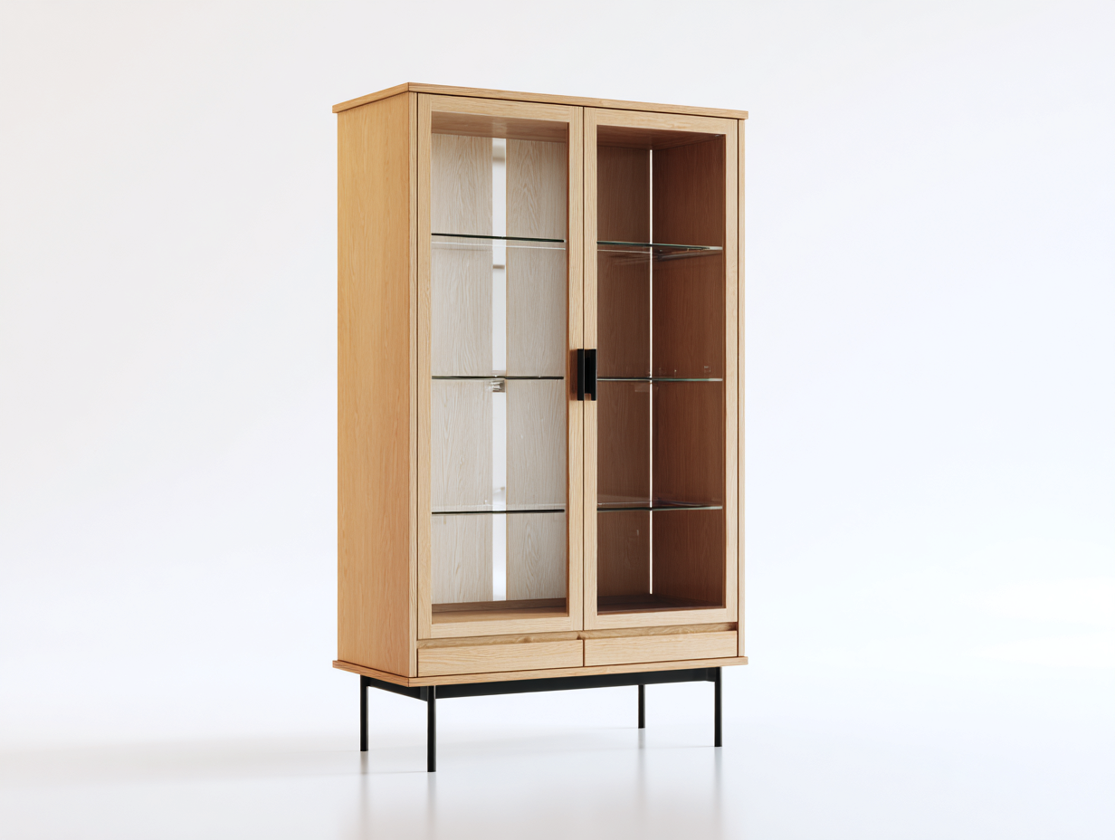 Bücherregal Holz und Glas 88x38x165 cm - naturfarben-schwarz - modernes Design-Dalaadwell