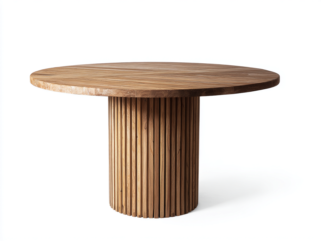 Gartentisch Massivholz Rund 140x140x75 cm - Naturbraun - Moderner Outdoor-Esstisch-Dalaadwell