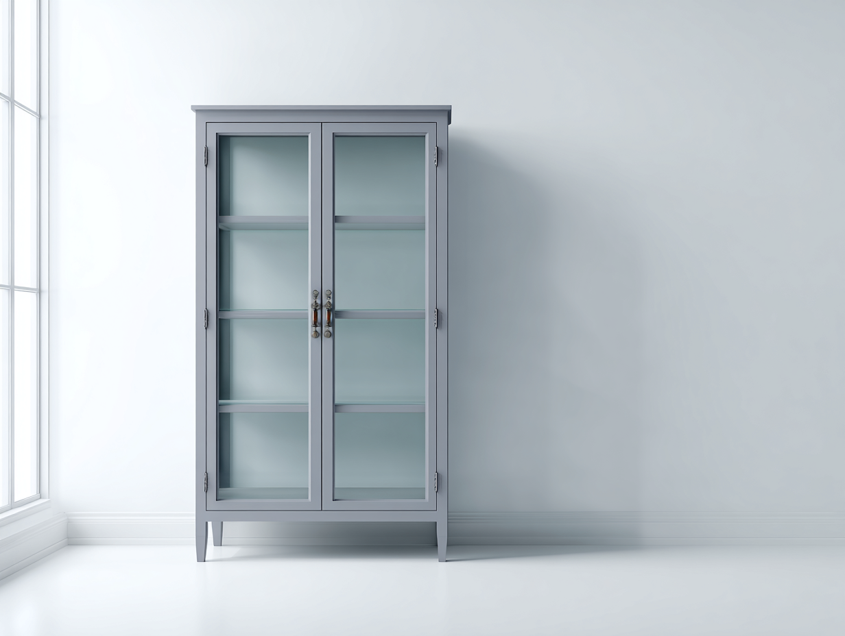 Bücherregal Holz und Glas 78x36x150 cm - grau-transparent - klassisches Design-Dalaadwell
