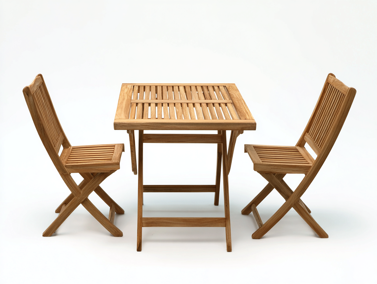 Garten Lounge Set Massivholz 75x75x74 cm - Naturbraun - Klappbares Gartenmöbel-Set mit 2 Stühlen-Dalaadwell