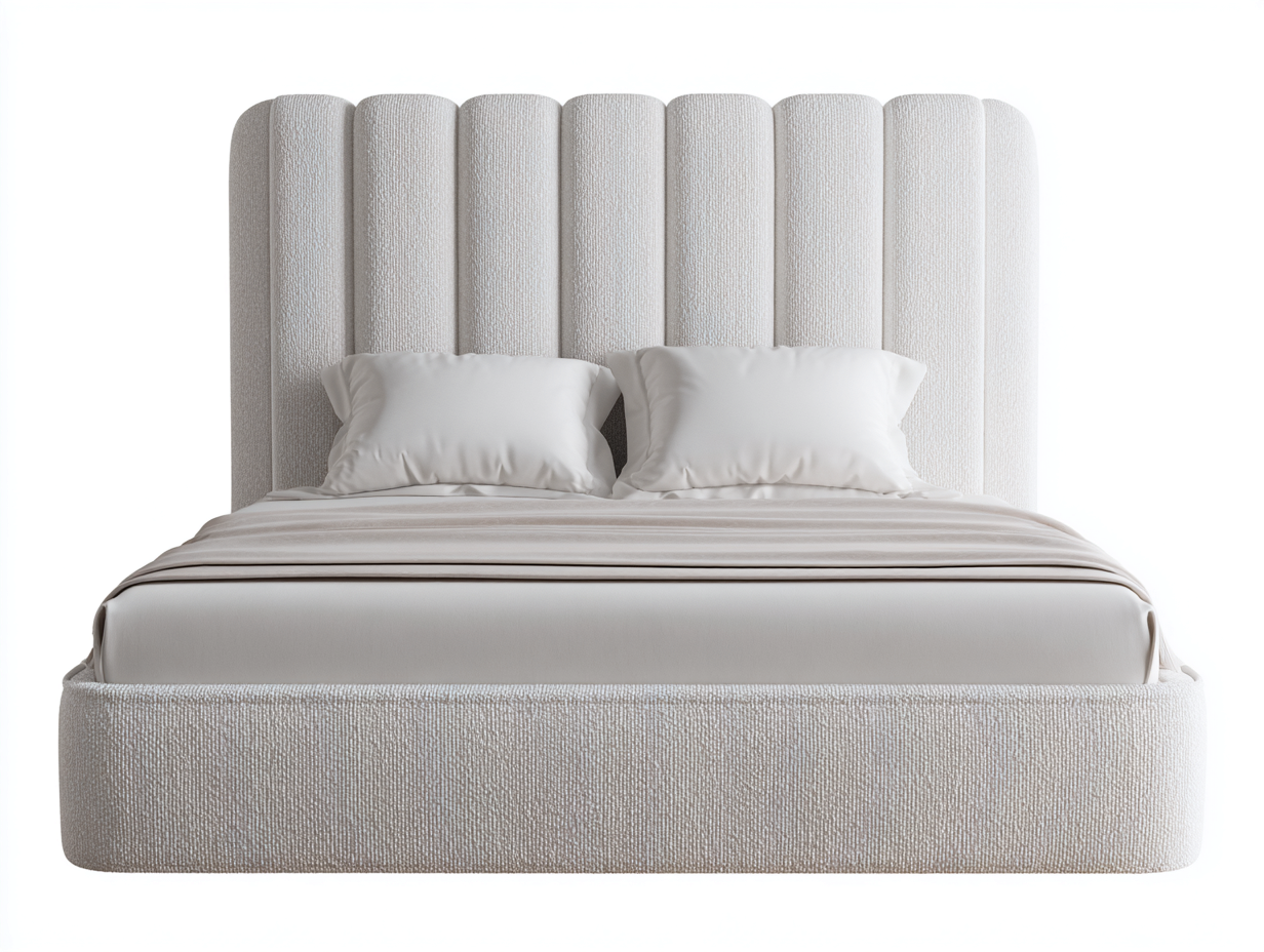 Doppelbett Bouclé Stoff 208x174x128 cm - cremeweiß - modernes Schlafzimmerdesign-Dalaadwell