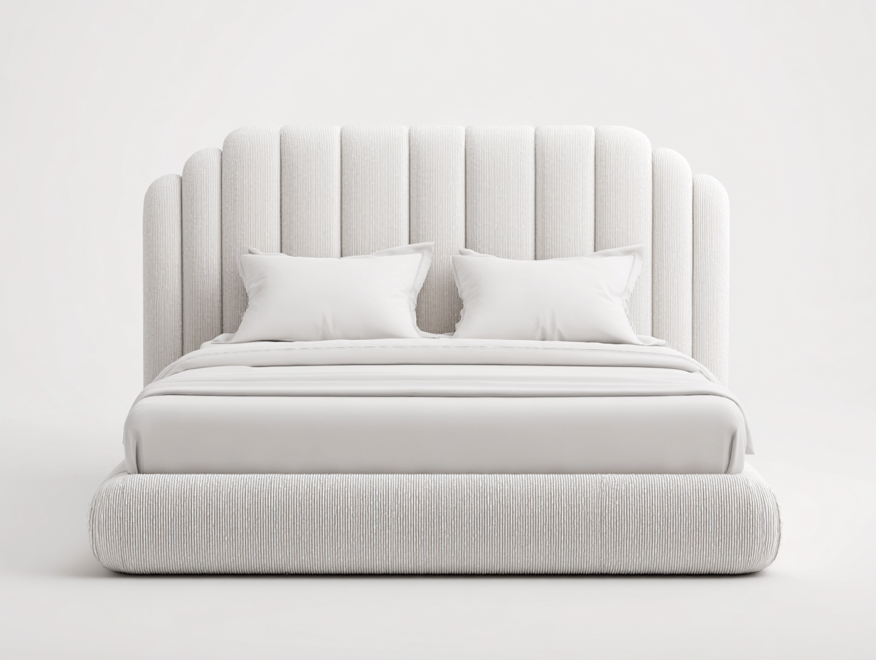 Doppelbett Stoffbezug 200x220x115 cm - Cremeweiß - Modernes Polsterdesign-Dalaadwell