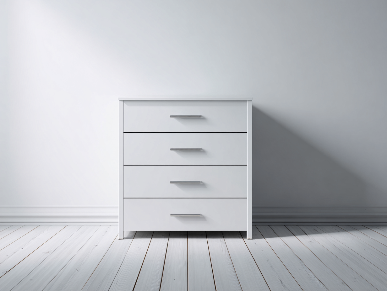Nachttisch Holzwerkstoff 60x40x72 cm - Weiß - Moderner Nachtschrank mit 4 Schubladen-Dalaadwell