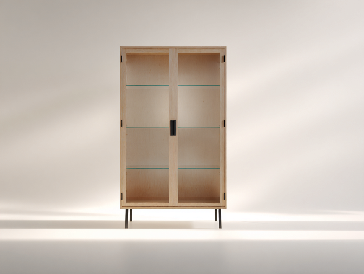 Bücherregal Holz und Glas 82x36x158 cm - naturfarben-schwarz - modernes Design-Dalaadwell