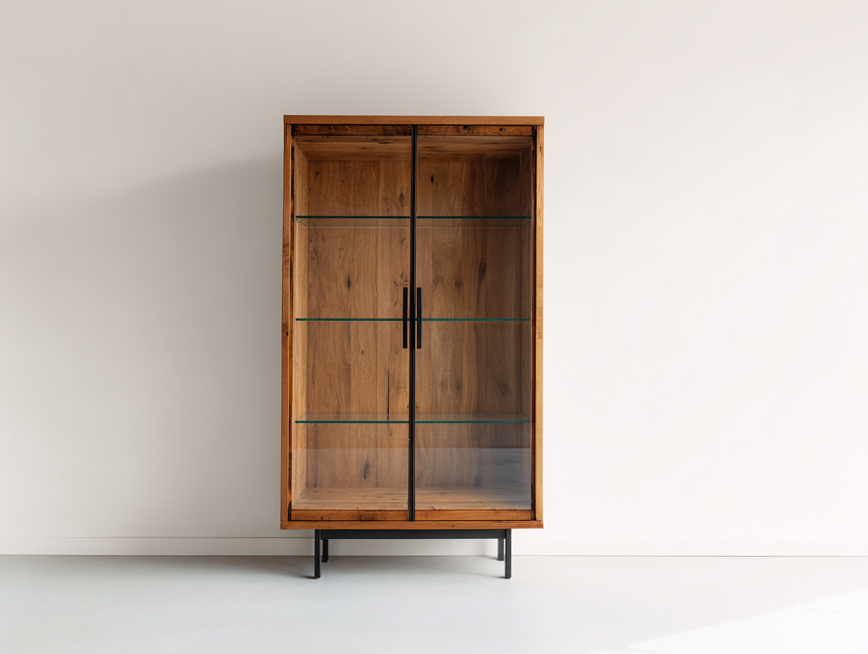 Bücherregal Holz und Glas 84x38x160 cm - braun-schwarz - modernes Design-Dalaadwell