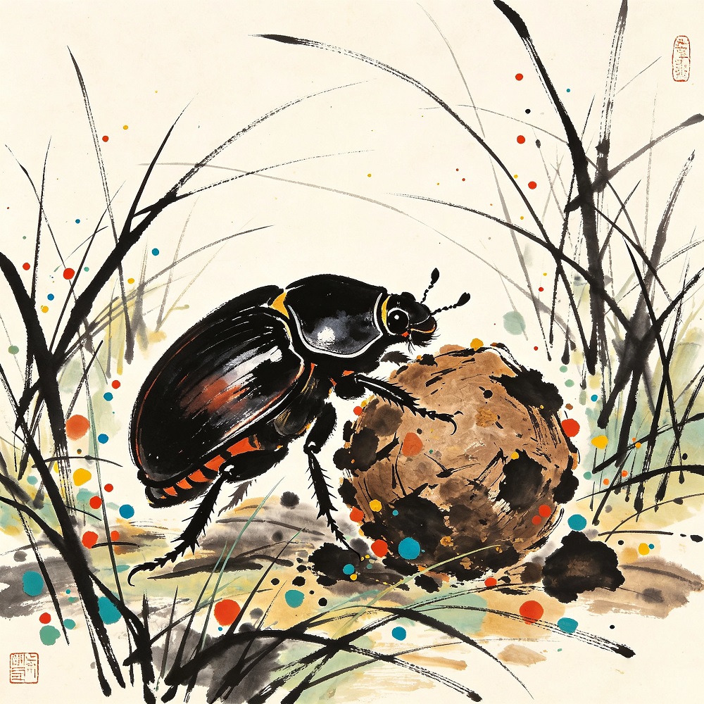 Chinese Style Ink Wash Canvas Wall Art, 40×40cm Kids Square Decor Print
