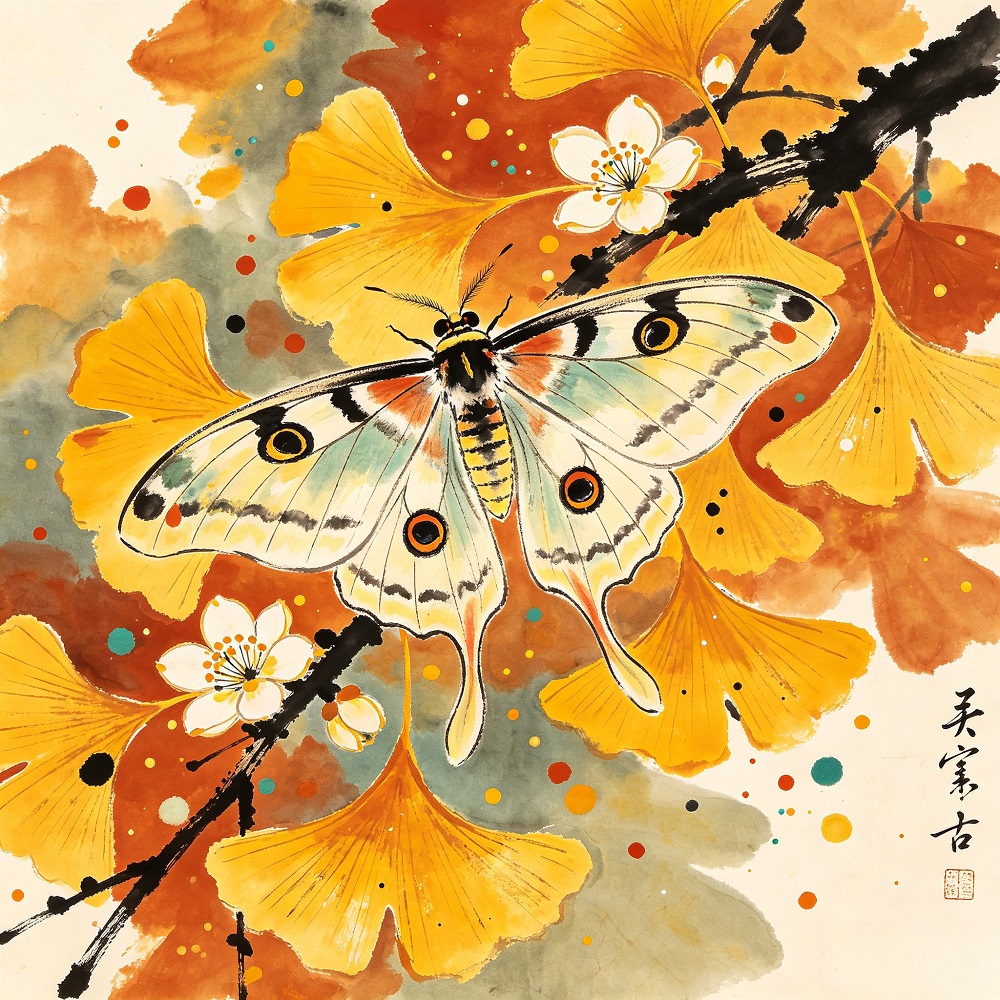 Chinese Style Ink Wash Canvas Wall Art, 40×40cm Kids Square Decor Print